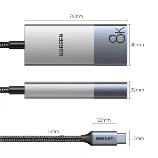 UGREEN USB C to HDMI 2.1 Adapter 8K@60Hz 4K@240Hz Thunderbolt 4/3 to HDMI Converter 48Gbps - CM491 - 50338