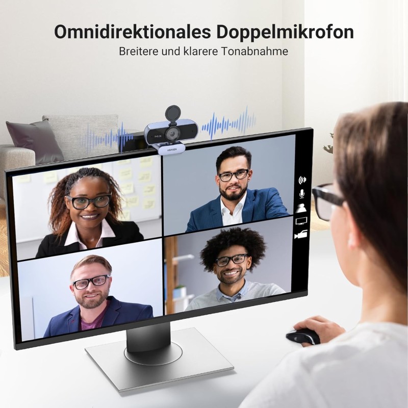 UGREEN 2K Webcam, Full HD 1080P Webcam for PC, Web Camera with Autofocus - CM717 - 25442