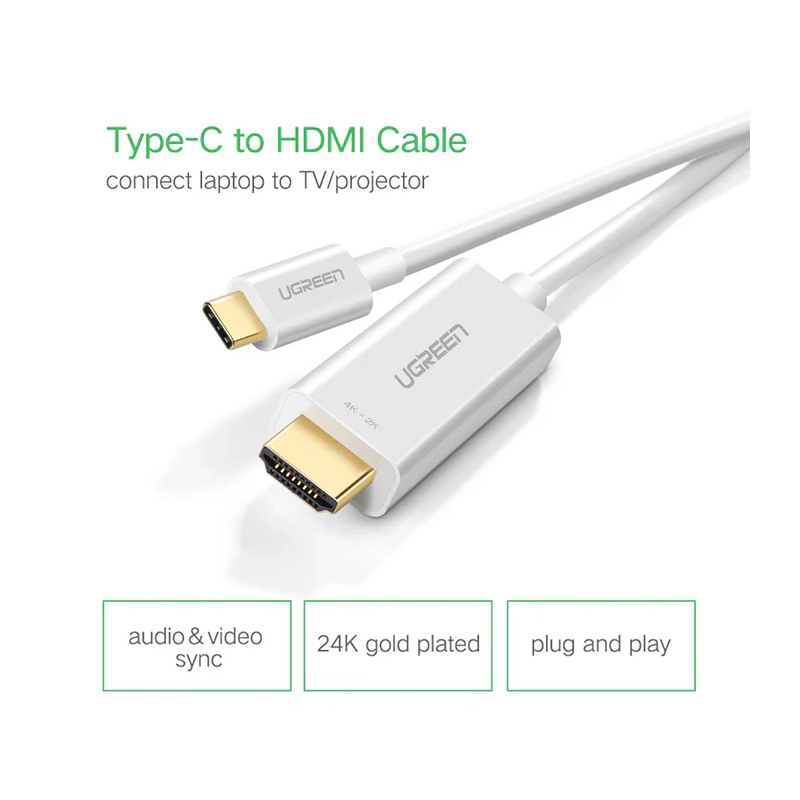 UGREEN USB Type C to HDMI Cable Male to Male ABS Case - MM121 - 30841