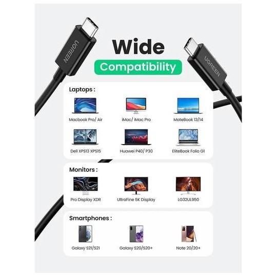 UGREEN Thunderbolt 4 Type C Male To Male Cable - US501 - 30389