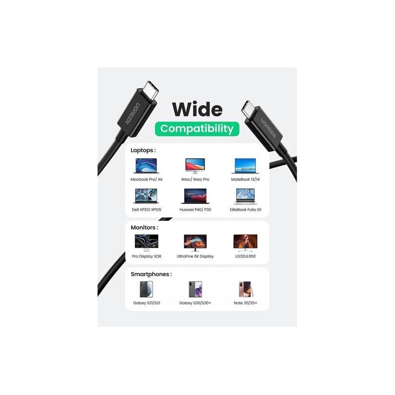 UGREEN Thunderbolt 4 Type C Male To Male Cable - US501 - 30389