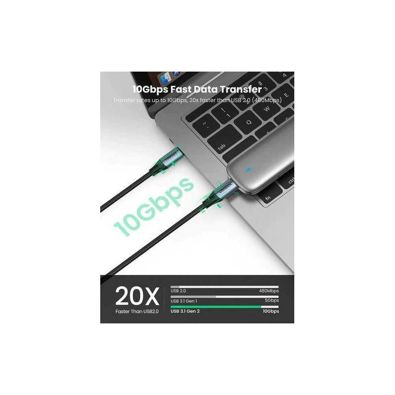 UGREEN USB-C 3.1 GEN2 Male To Male  5A Data Cable 10Gbps 240WATT 1 m - US355 - 80150