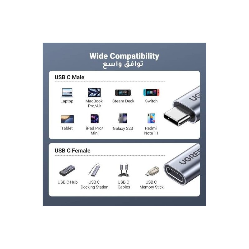 UGREEN USB-C Male to Female Gen2 5A Braided Cable - US372 - 30205
