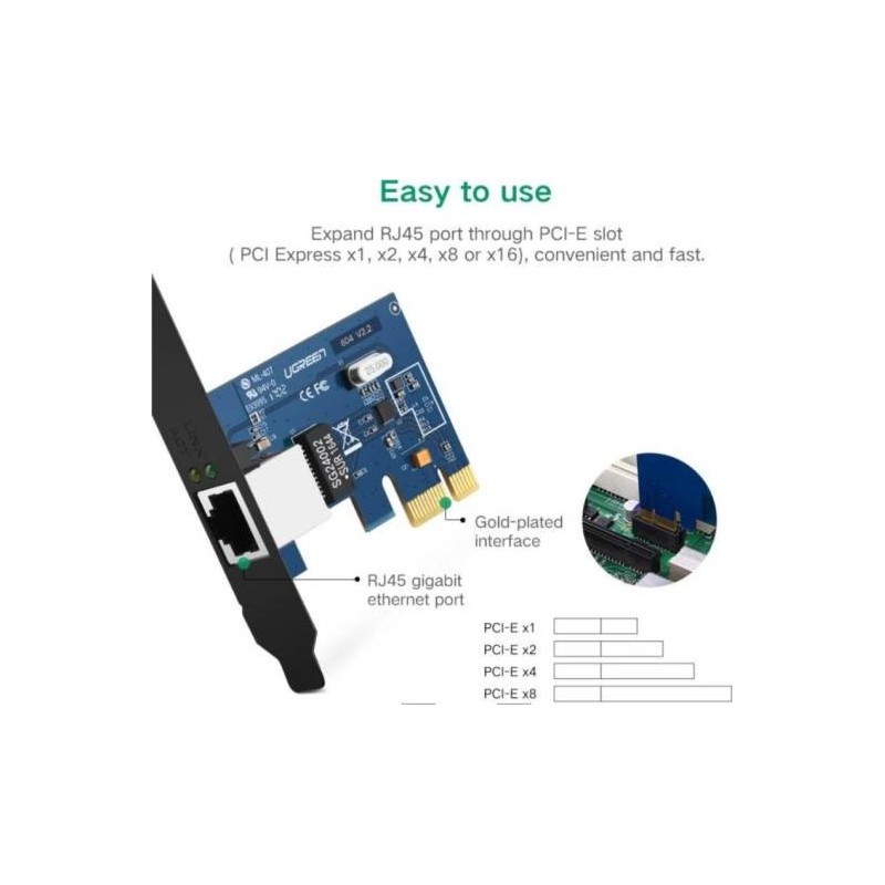 UGREEN Gigabit 10/100/1000Mbps PCI Express Network Adapter - US230 - 30771