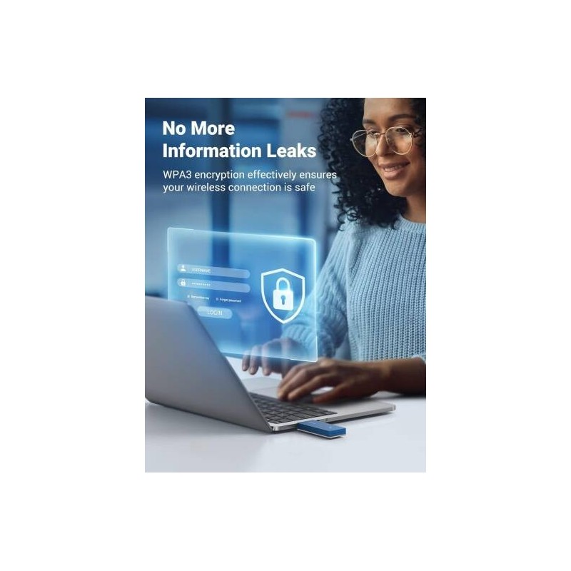 UGREEN AX1800 Dual-Band Wireless Adapter (Wi-Fi 6) 2.4GHz: 574Mbps, 5GHz: 1201Mbps - CM499 - 90340