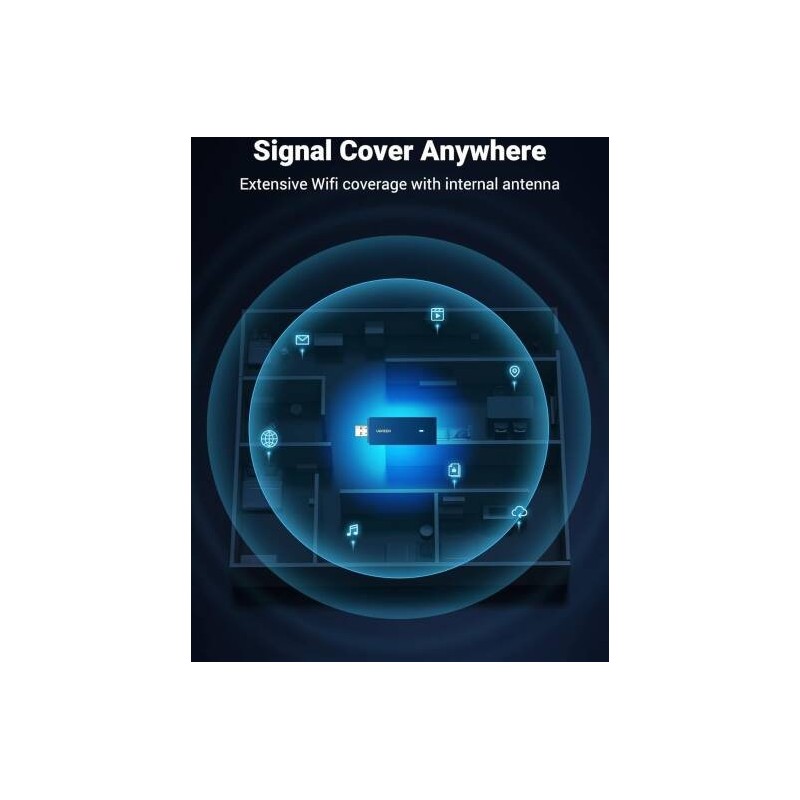 UGREEN AX1800 Dual-Band Wireless Adapter (Wi-Fi 6) 2.4GHz: 574Mbps, 5GHz: 1201Mbps - CM499 - 90340