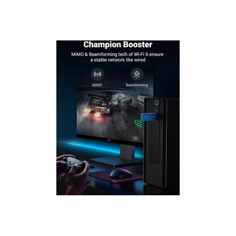 UGREEN AX1800 Dual-Band Wireless Adapter (Wi-Fi 6) 2.4GHz: 574Mbps, 5GHz: 1201Mbps - CM499 - 90340