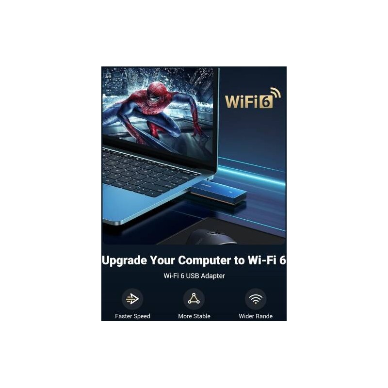 UGREEN AX1800 Dual-Band Wireless Adapter (Wi-Fi 6) 2.4GHz: 574Mbps, 5GHz: 1201Mbps - CM499 - 90340