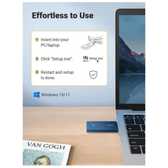 UGREEN AX1800 Dual-Band Wireless Adapter (Wi-Fi 6) 2.4GHz: 574Mbps, 5GHz: 1201Mbps - CM499 - 90340