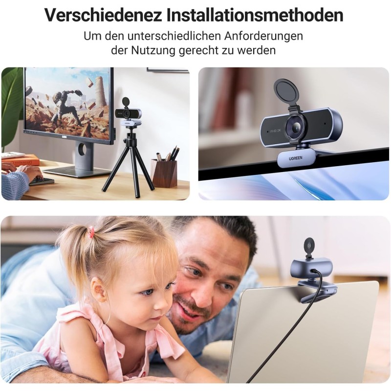 UGREEN 2K Webcam, Full HD 1080P Webcam for PC, Web Camera with Autofocus - CM717 - 25442