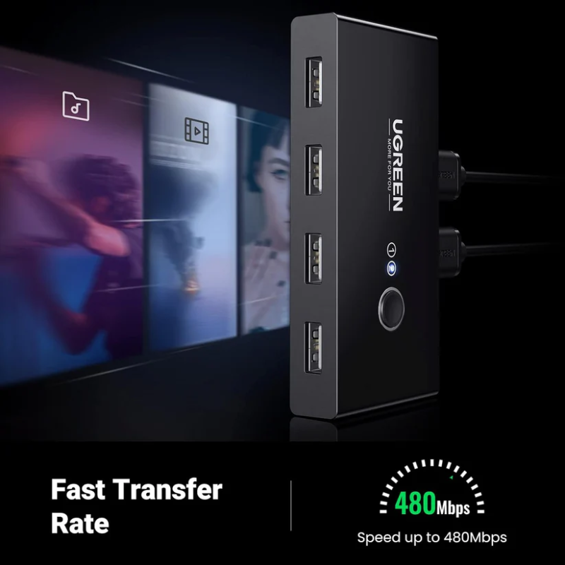 UGREEN 2 In 4 Out USB 2.0 Sharing Switch Box - US216 - 30767