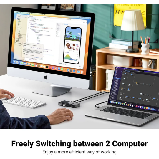 UGREEN 2 In 4 Out USB 2.0 Sharing Switch Box - US216 - 30767