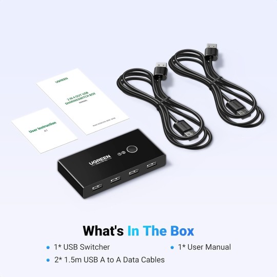 UGREEN 2 In 4 Out USB 2.0 Sharing Switch Box - US216 - 30767