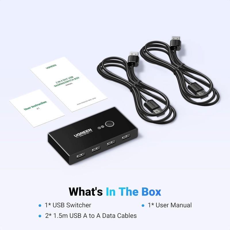 UGREEN 2 In 4 Out USB 2.0 Sharing Switch Box - US216 - 30767