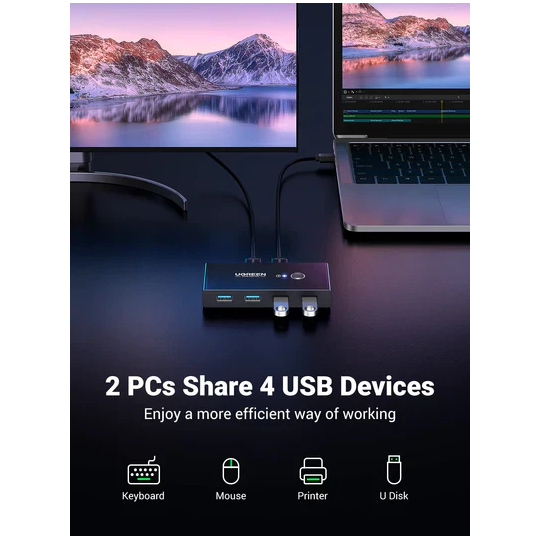 UGREEN 2 In 4 Out USB 3.0 Sharing Switch Box - US216 - 30768