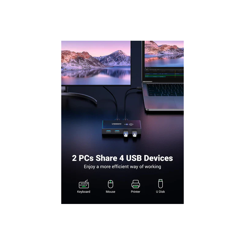 UGREEN 2 In 4 Out USB 3.0 Sharing Switch Box - US216 - 30768