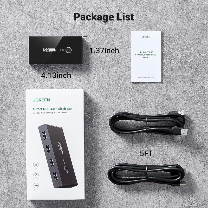 UGREEN 2 In 4 Out USB 3.0 Sharing Switch Box - US216 - 30768