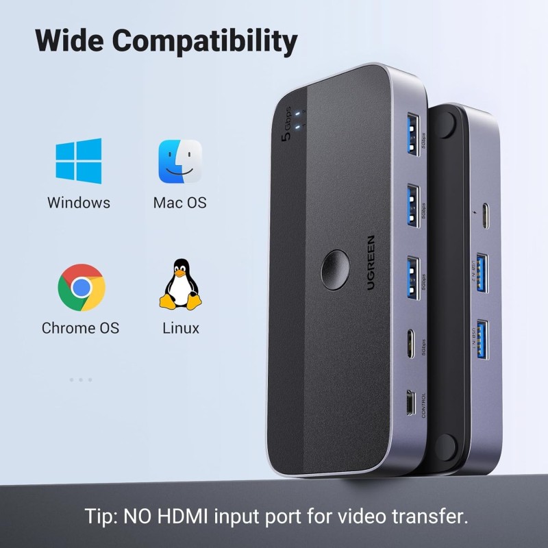 UGREEN USB 3.0 Switch 2 Computers Sharing USB C & A Devices - CM662 - 15705