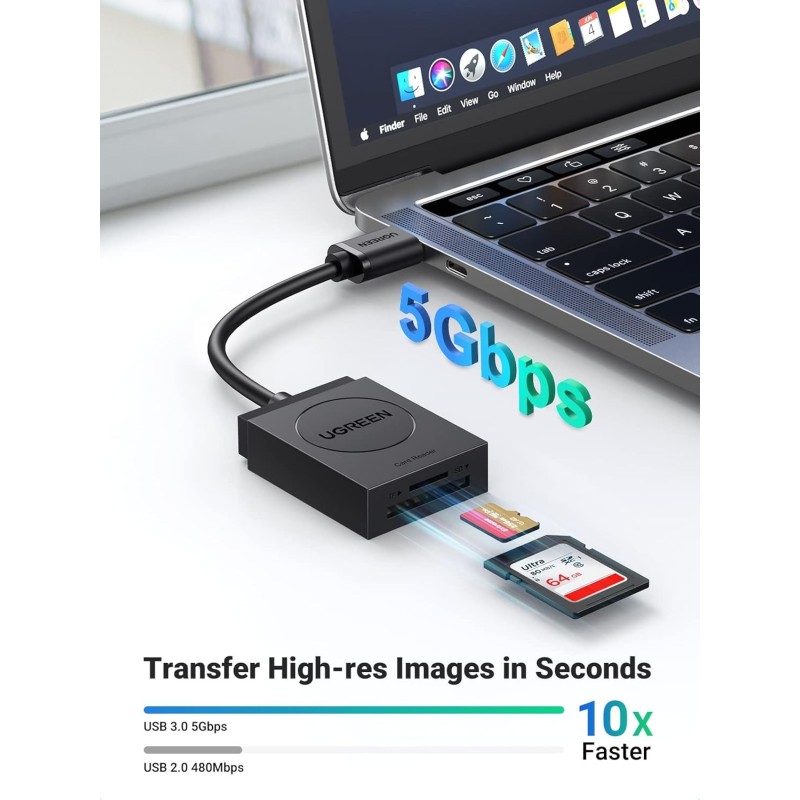 UGREEN USB 3.0 Card Reader TF+SD Simultaneous Use - CR127 - 20250