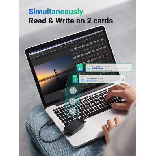 UGREEN USB 3.0 Card Reader TF+SD Simultaneous Use - CR127 - 20250