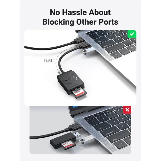UGREEN USB 3.0 Card Reader TF+SD Simultaneous Use - CR127 - 20250