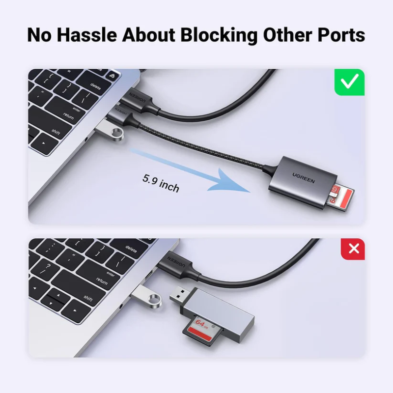 UGREEN USB-A to SD/TF Memory Card Reader - CM401 - 80887