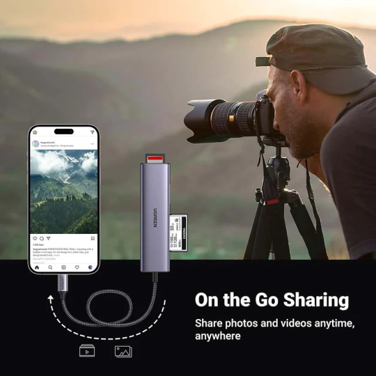 UGREEN 4-In-1 USB-C 3.1 Card Reader TF/SD/MS/CF 3.0 - CM627 - 15307