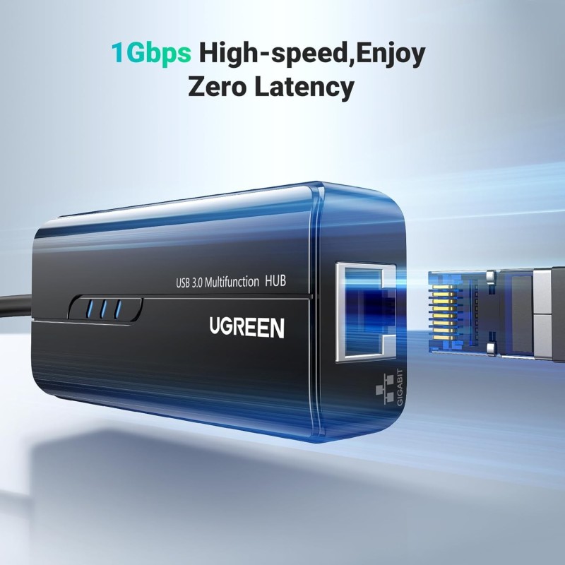 UGREEN USB 3.0 Hub with Gigabit Ethernet Adapter - 20265