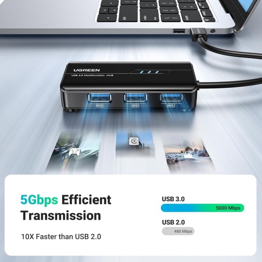 UGREEN USB 3.0 Hub with Gigabit Ethernet Adapter - 20265