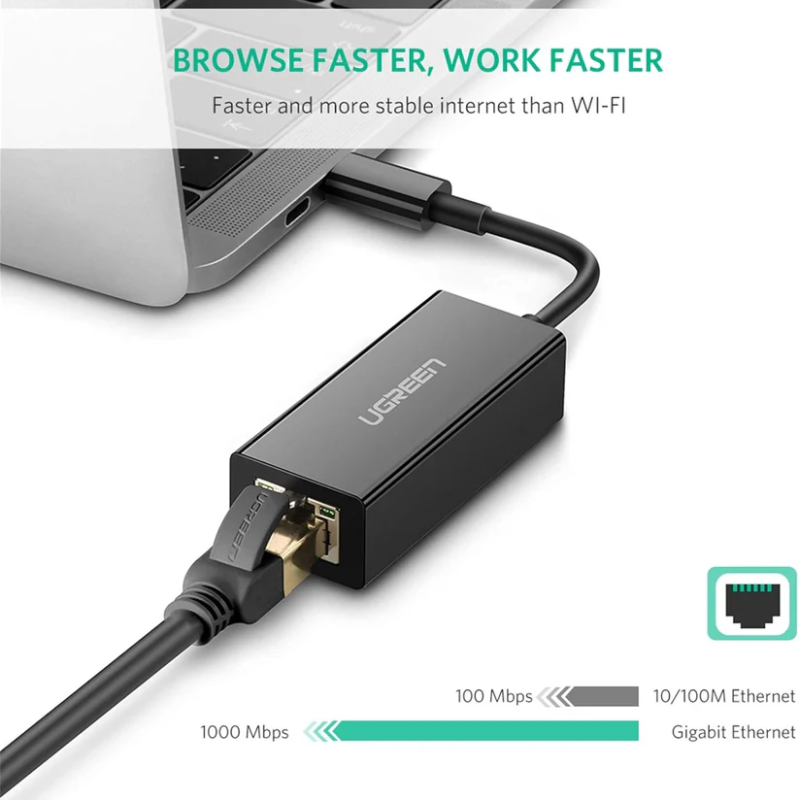 UGREEN USB-C 3.1 GEN1 Male To Gigabit Ethernet Adapter - US236 - 50307