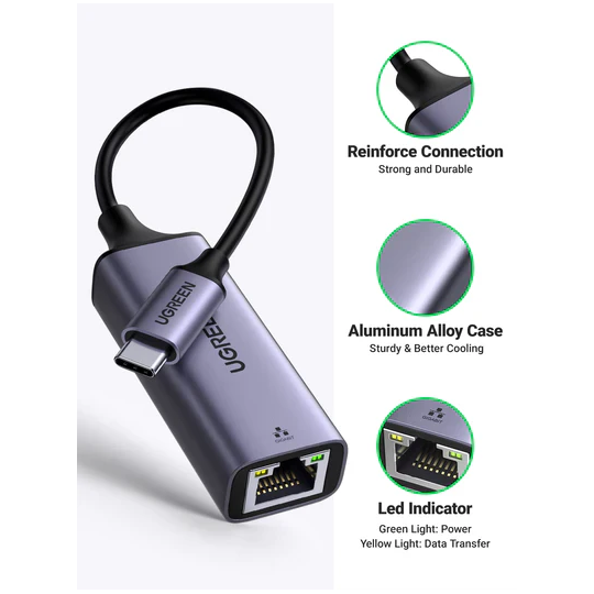 UGREEN USB Type C to 10/100/1000M Ethernet Adapter - CM199 - 50737