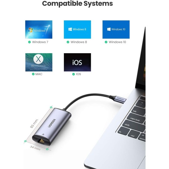 UGREEN USB-C to RJ45 2.5G Ethernet Adapter - CM275 - 70446
