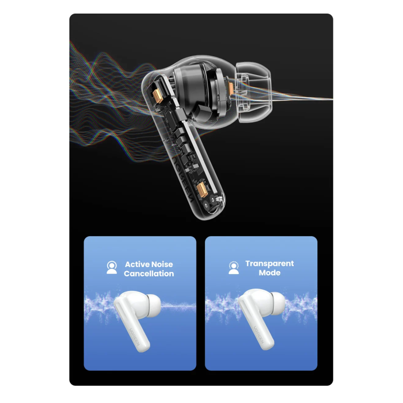 UGREEN HiTune T6 Active Noise-Cancelling Earbuds White - WS200 - 15158