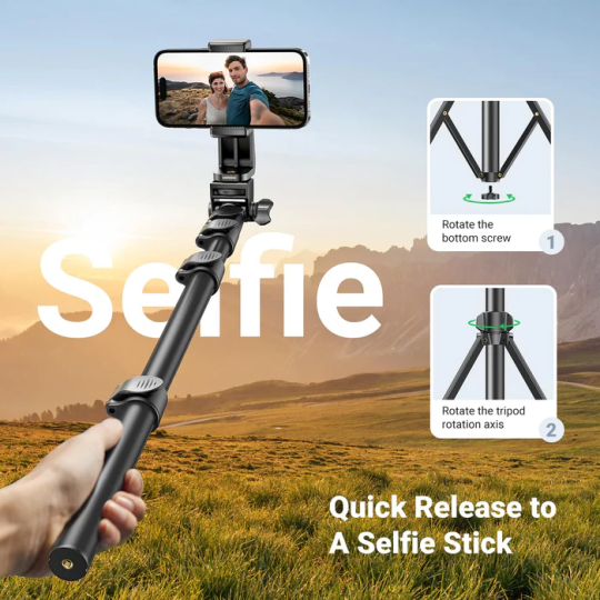 UGREEN Tripod Stand 1.7m  With Bluetooth Remote For  selfie Livestream and Others - LP680 - 15609