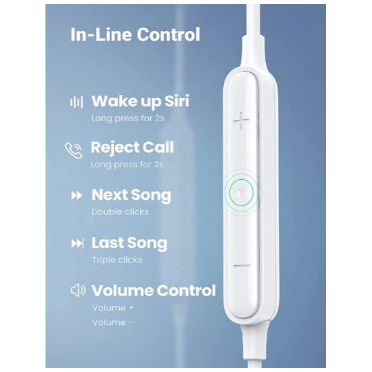 UGREEN Wired Earphones 3.5mm White - EP101 - 60692