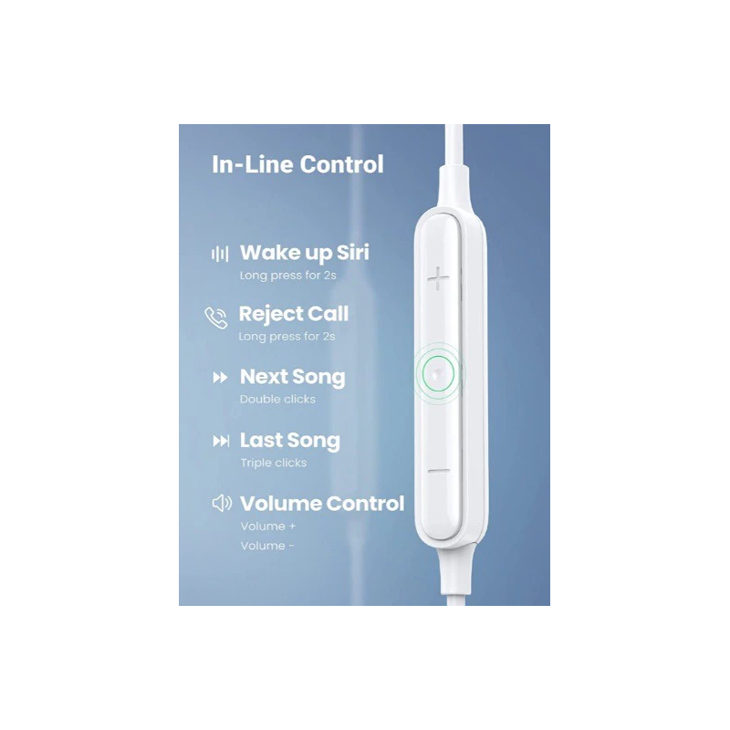 UGREEN Wired Earphones 3.5mm White - EP101 - 60692