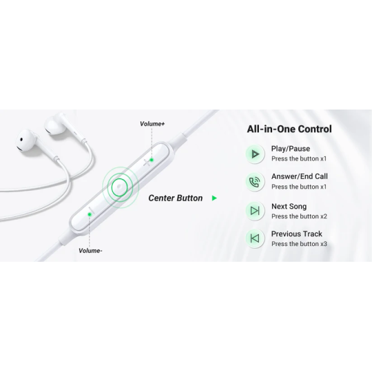 UGREEN Wired Earphones 3.5mm White - EP101 - 60692