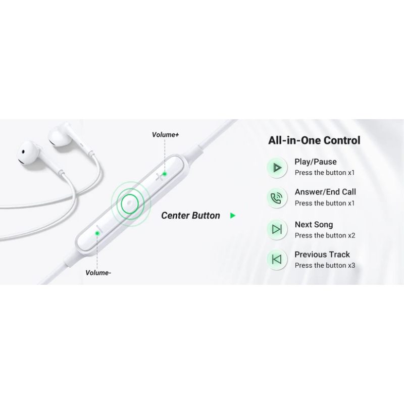 UGREEN Wired Earphones 3.5mm White - EP101 - 60692