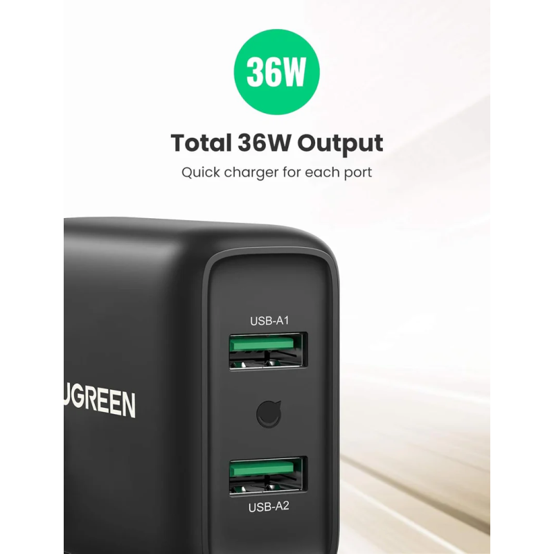 UGREEN Dual USB-A QC 3.0  36W Charger - CD161 - 10216