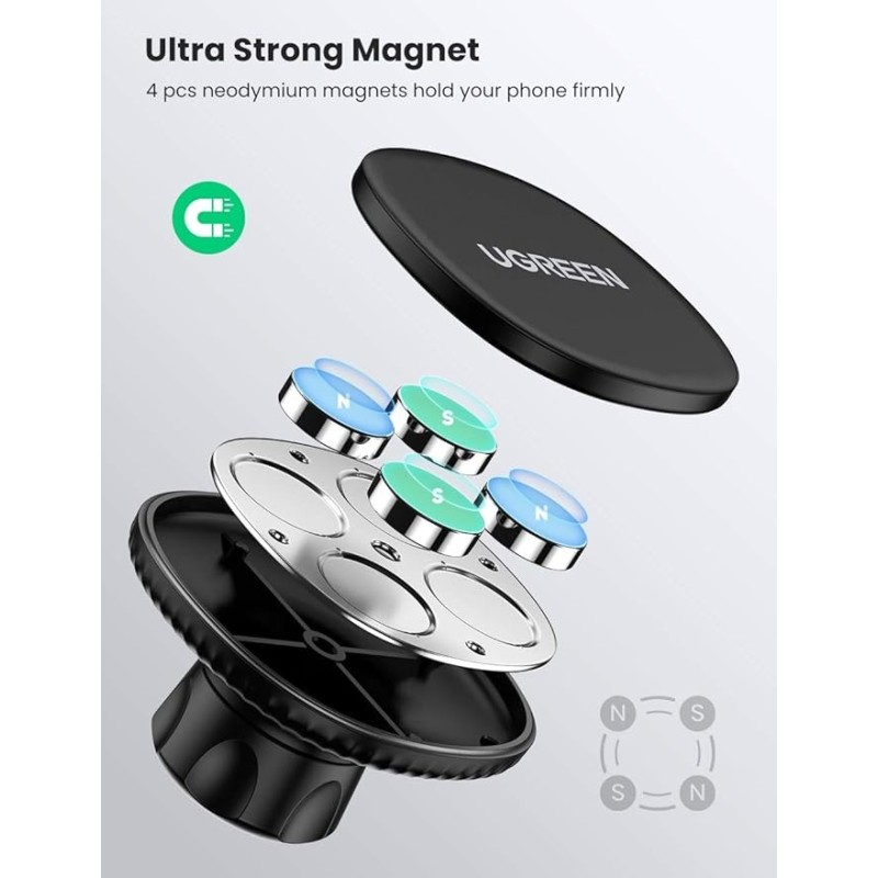 UGREEN Magnetic Phone holder for Car Black - LP292 - 80785