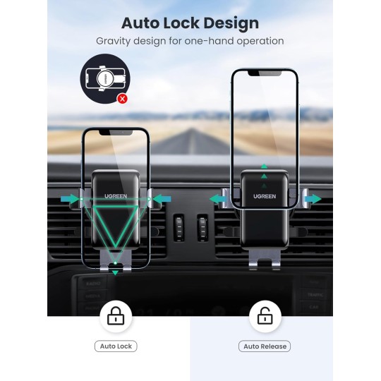 UGREEN Round Air Vent Gravity  Phone Holder Grey - LP274 - 30401