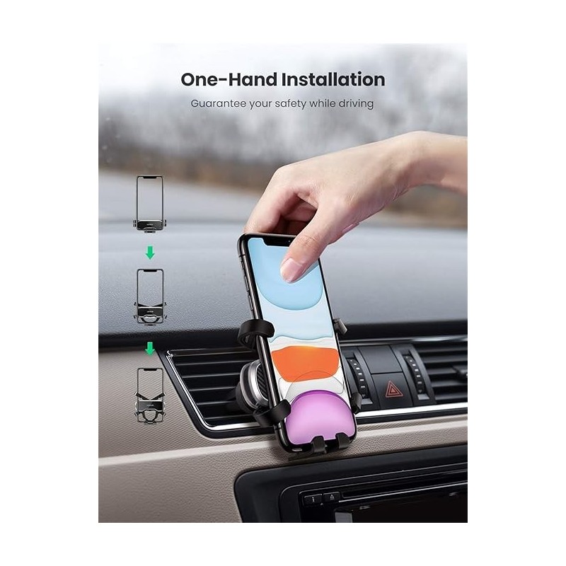 UGREEN Gravity Drive Air Vent Car Mount Phone Holder Black - LP228 - 80539
