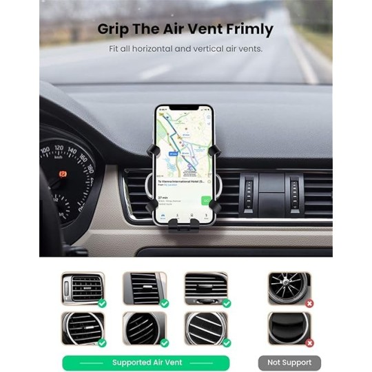 UGREEN Gravity Drive Air Vent Car Mount Phone Holder Black - LP228 - 80539