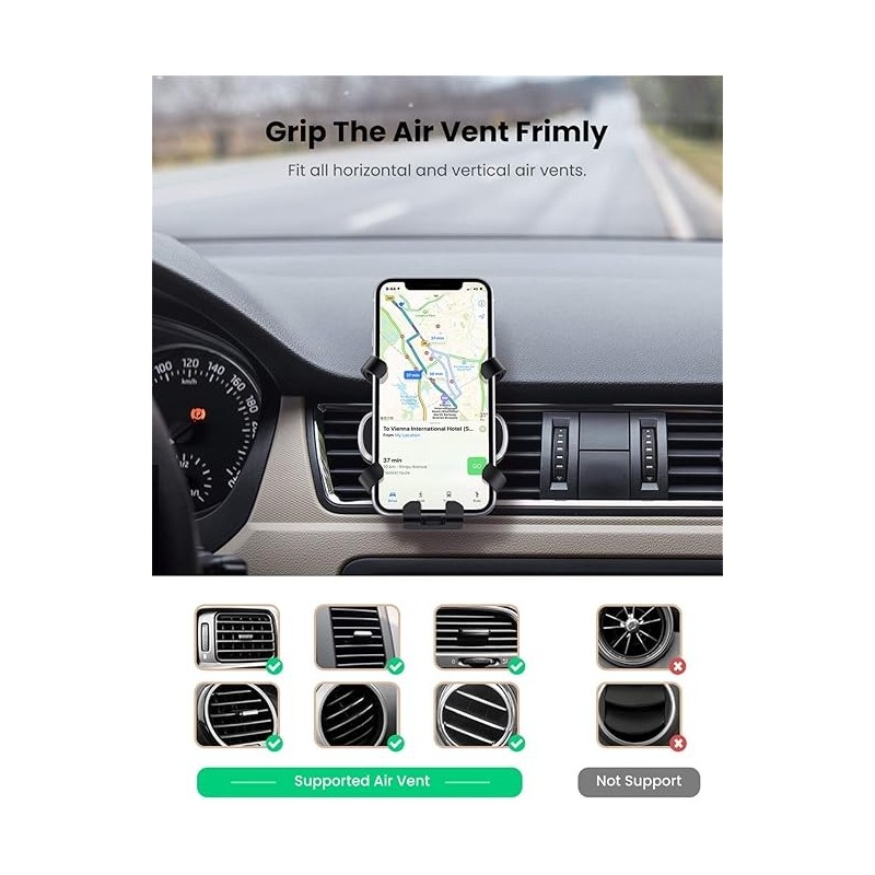 UGREEN Gravity Drive Air Vent Car Mount Phone Holder Black - LP228 - 80539