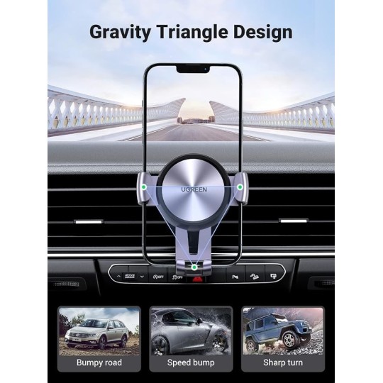 UGREEN Gravity Drive Air Vent Car Mount Phone Holder Grey - LP130 - 50564