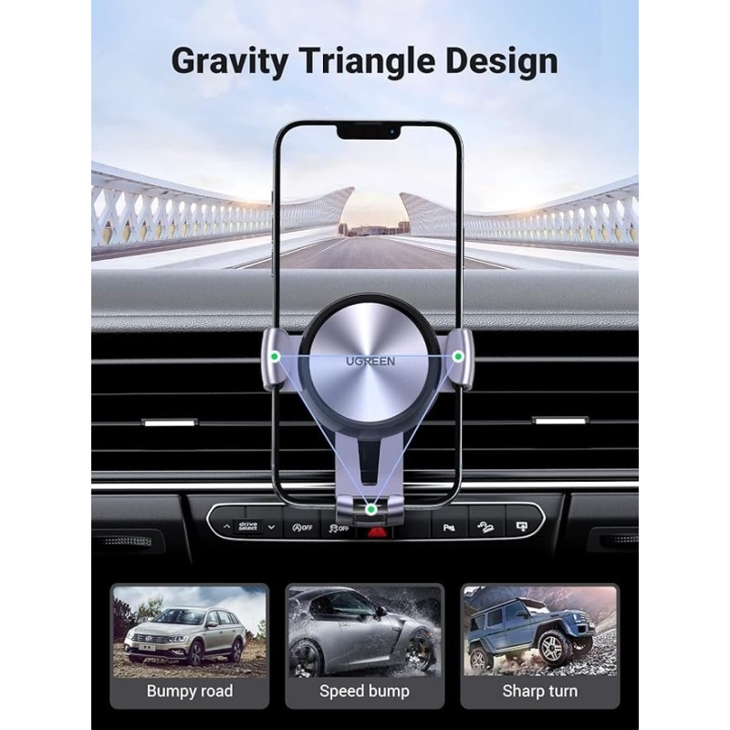 UGREEN Gravity Drive Air Vent Car Mount Phone Holder Grey - LP130 - 50564