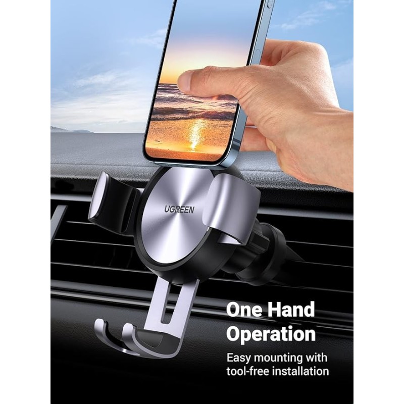 UGREEN Gravity Drive Air Vent Car Mount Phone Holder Grey - LP130 - 50564