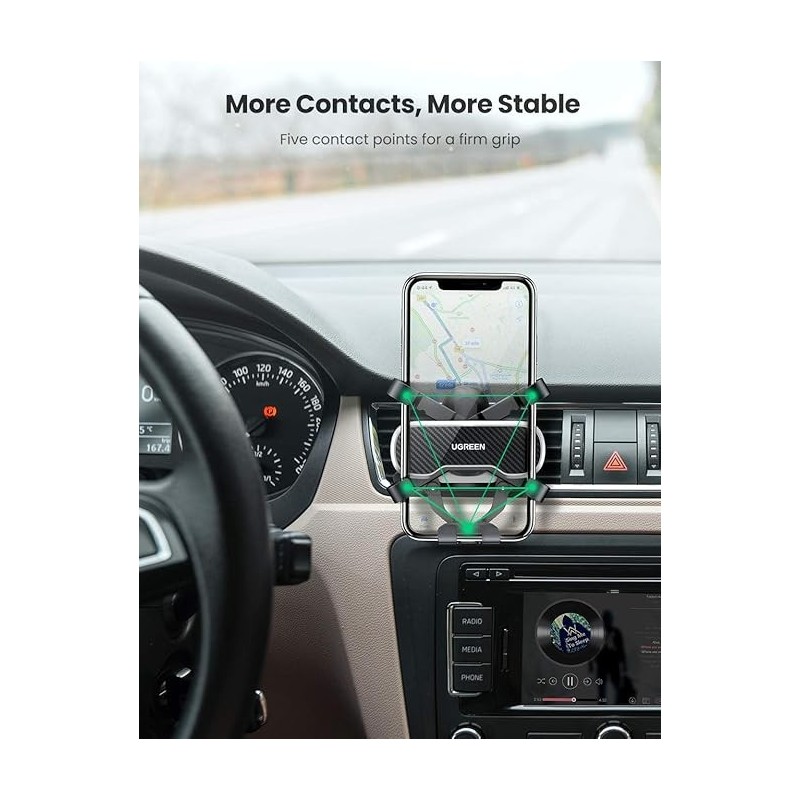 UGREEN Gravity Drive Air Vent Car Mount Phone Holder With Arc-Shaped mounting clip - LP228 - 80871