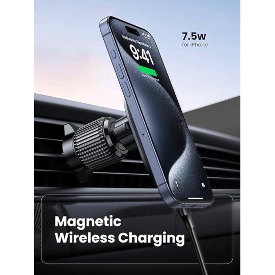 UGREEN Magnetic Wireless Car Charger For Air Vent Mount - W522 - 25925