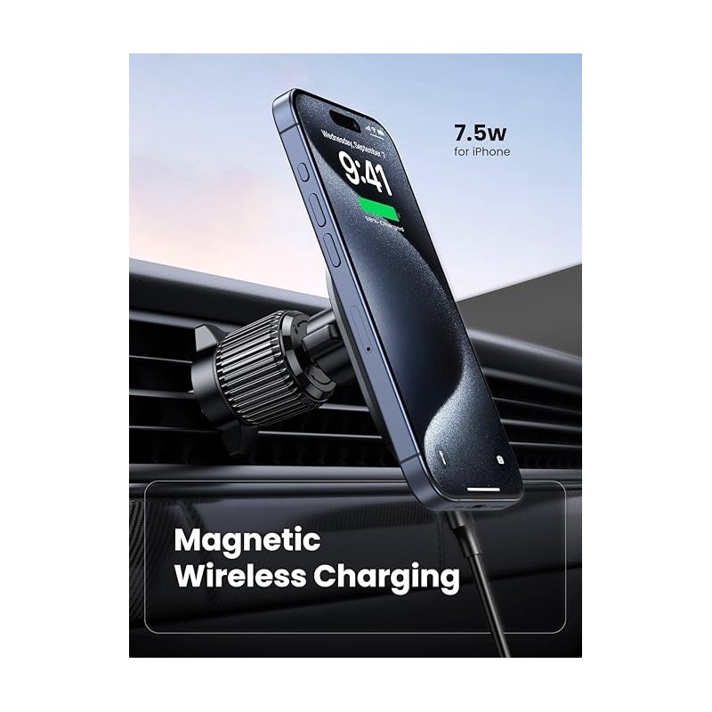 UGREEN Magnetic Wireless Car Charger For Air Vent Mount - W522 - 25925